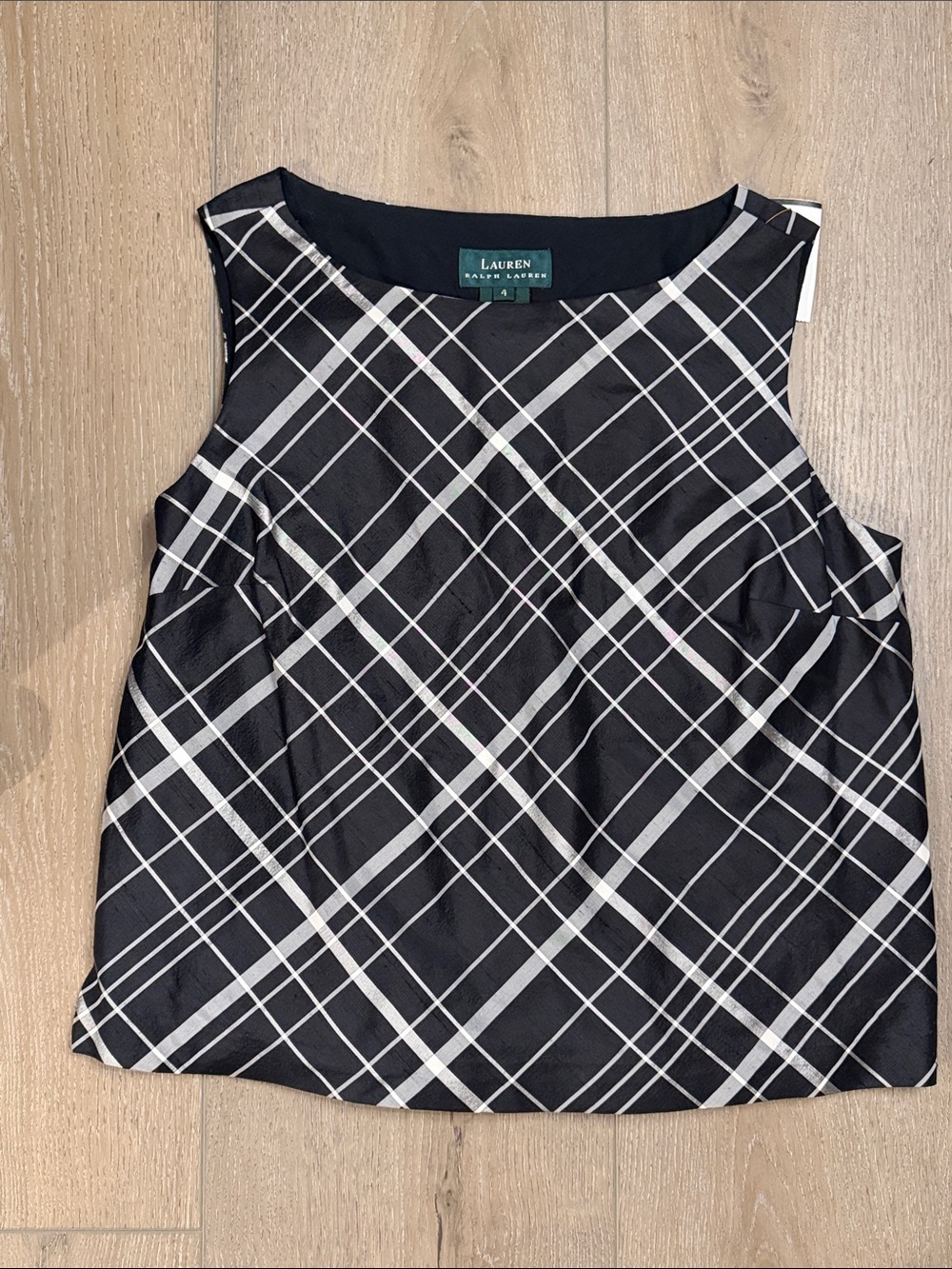 Lauren Ralph Lauren Black Plaid Sleeveless silk Shell